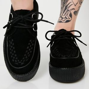 T.U.K. Suede Viva Mondo Creepers Unisex - Black